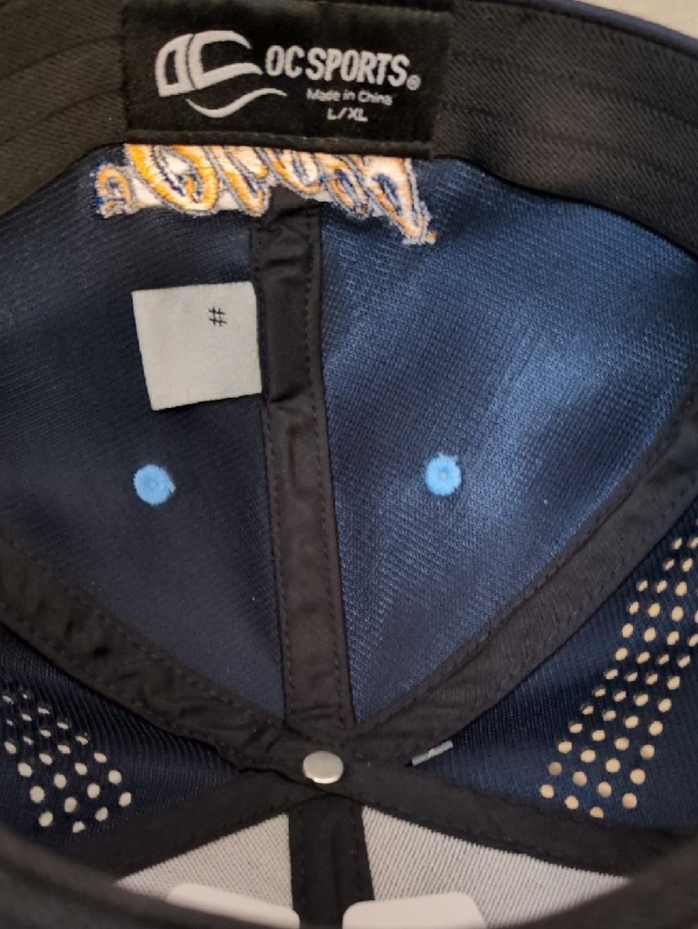 Men's Two-Tone Navy and Light Blue Snapback Hat - Picture 2 of 6